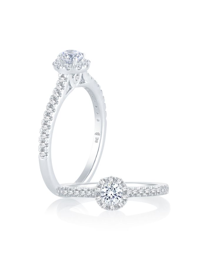 Halo Straight Diamond Engagement Ring