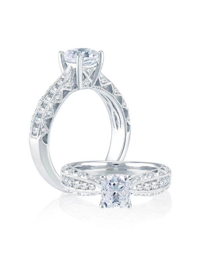 Vintage Diamond Semi Mount Engagement Ring