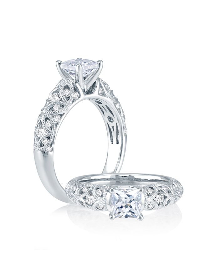 Vintage Diamond Semi Mount Engagement Ring