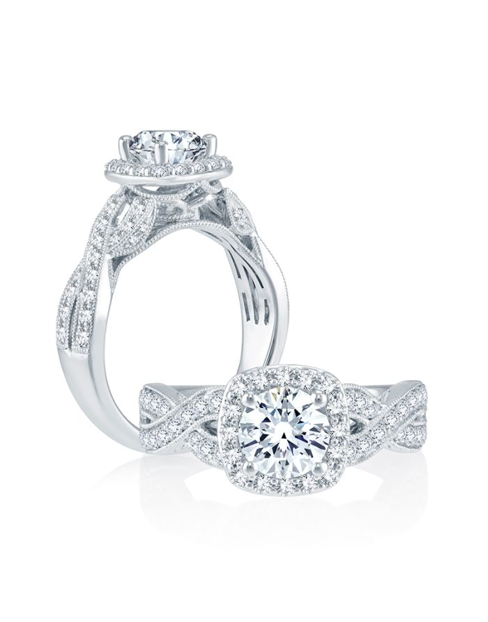 Vintage Diamond Semi Mount Engagement Ring