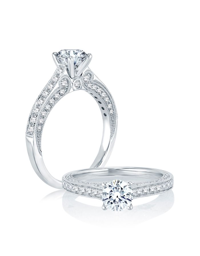 Vintage Diamond Semi Mount Engagement Ring