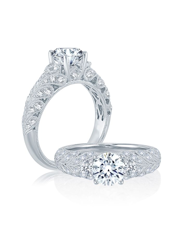 Vintage Diamond Semi Mount Engagement Ring