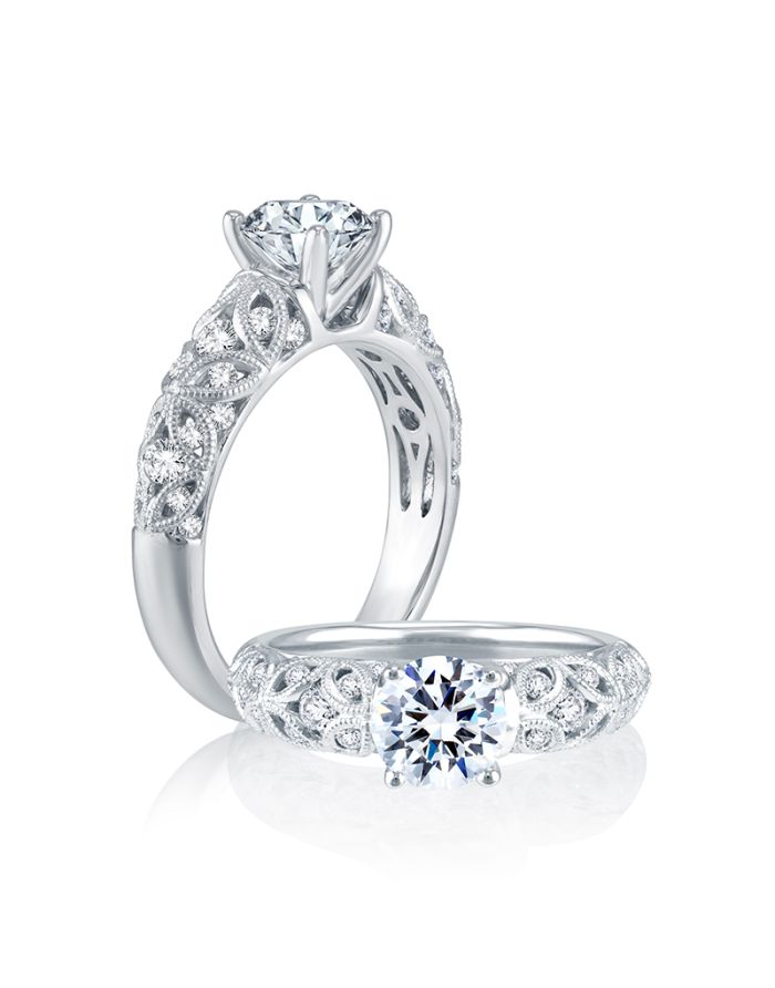 Vintage Diamond Semi Mount Engagement Ring