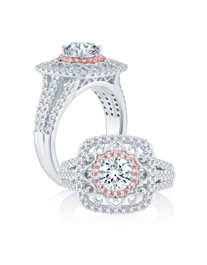 Vintage Diamond Semi Mount Engagement Ring