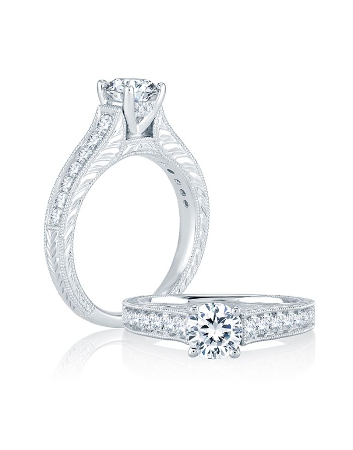 Vintage Diamond Semi Mount Engagement Ring