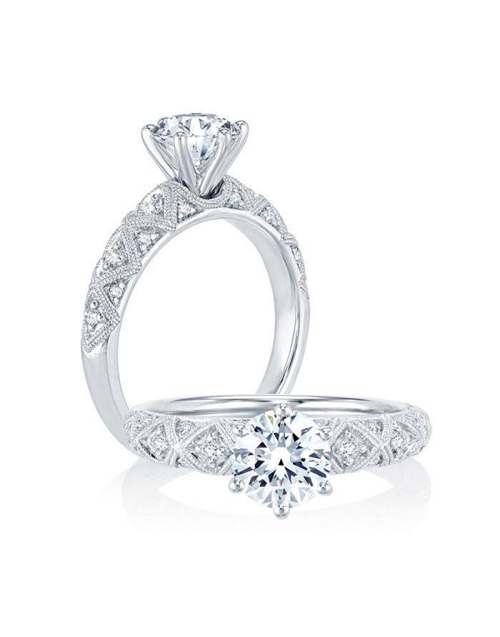 Vintage Diamond Semi Mount Engagement Ring