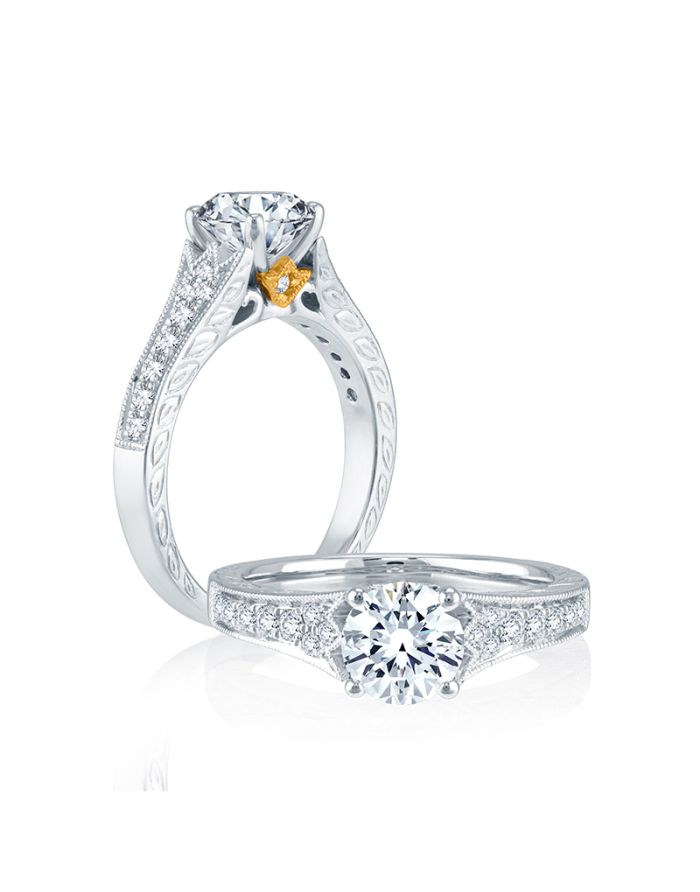 Vintage Diamond Semi Mount Engagement Ring