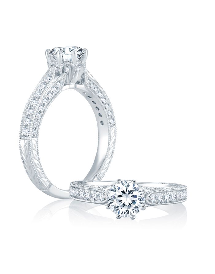 Vintage Diamond Semi Mount Engagement Ring