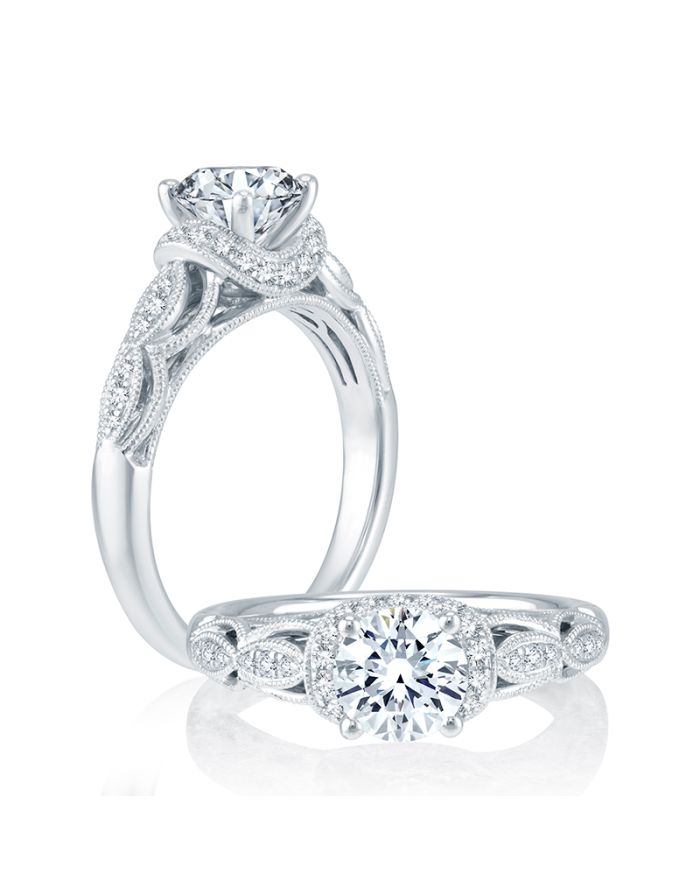 Vintage Diamond Semi Mount Engagement Ring