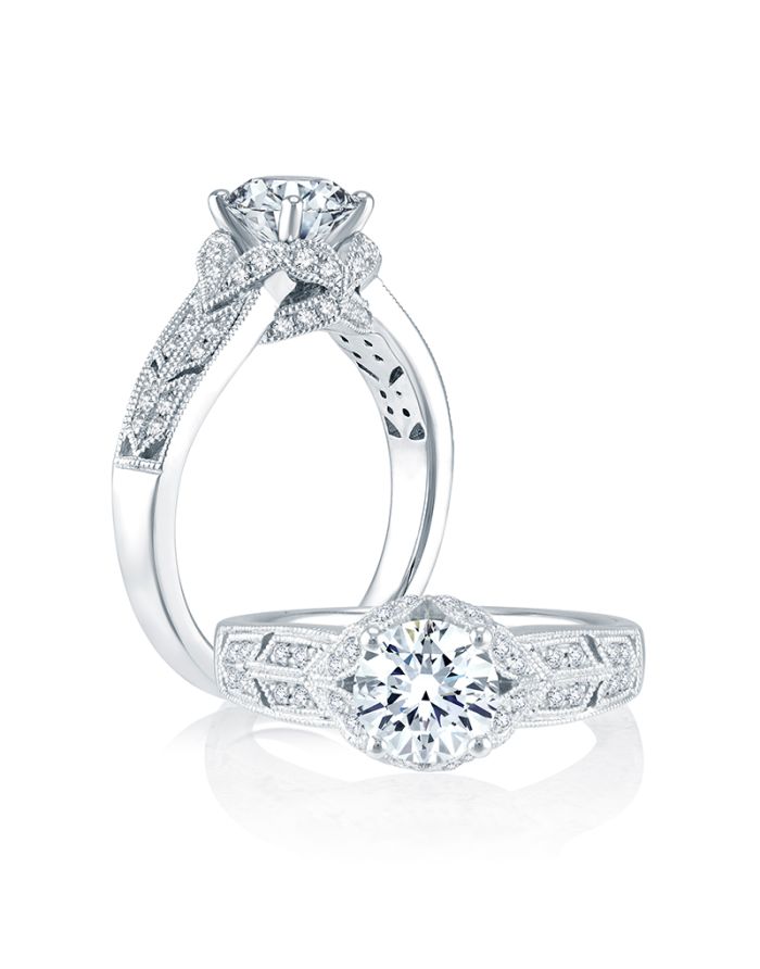 Vintage Diamond Semi Mount Engagement Ring