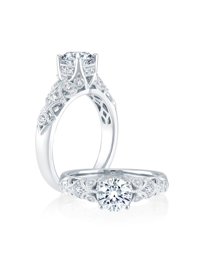 Vintage Diamond Semi Mount Engagement Ring