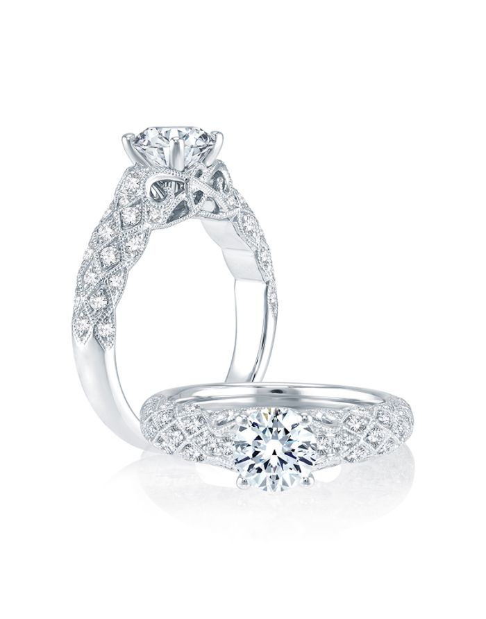 Vintage Diamond Semi Mount Engagement Ring