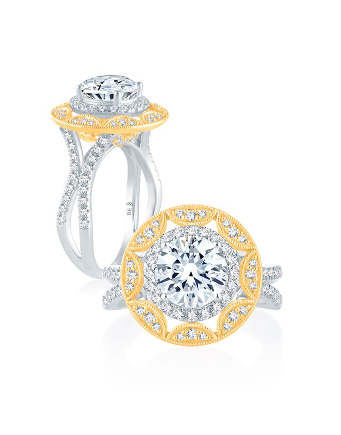 Vintage Diamond Semi Mount Engagement Ring