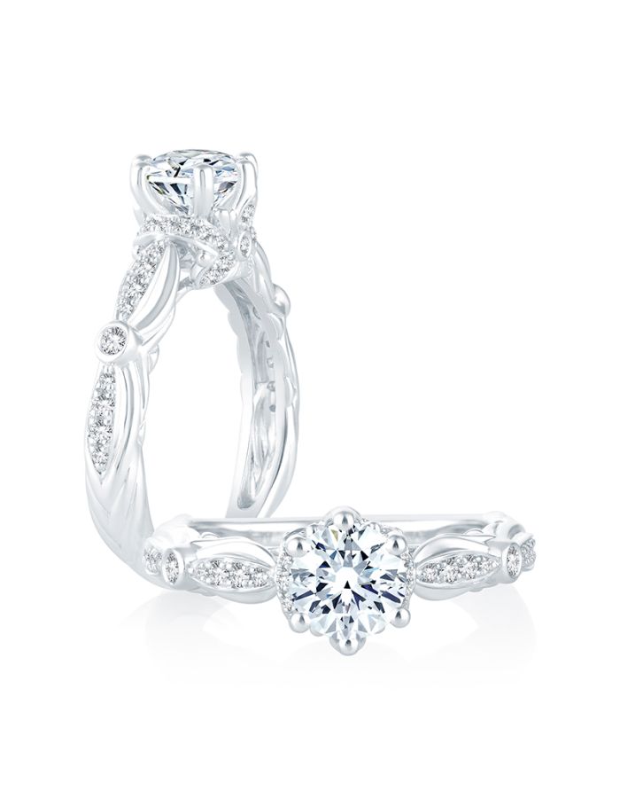 Vintage Diamond Semi Mount Engagement Ring