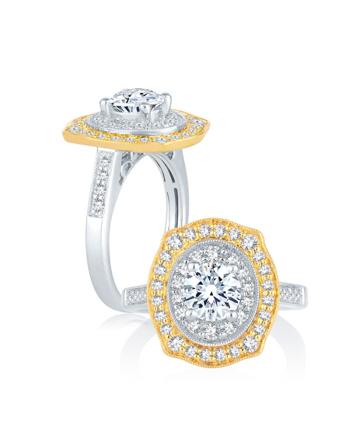 Vintage Diamond Semi Mount Engagement Ring