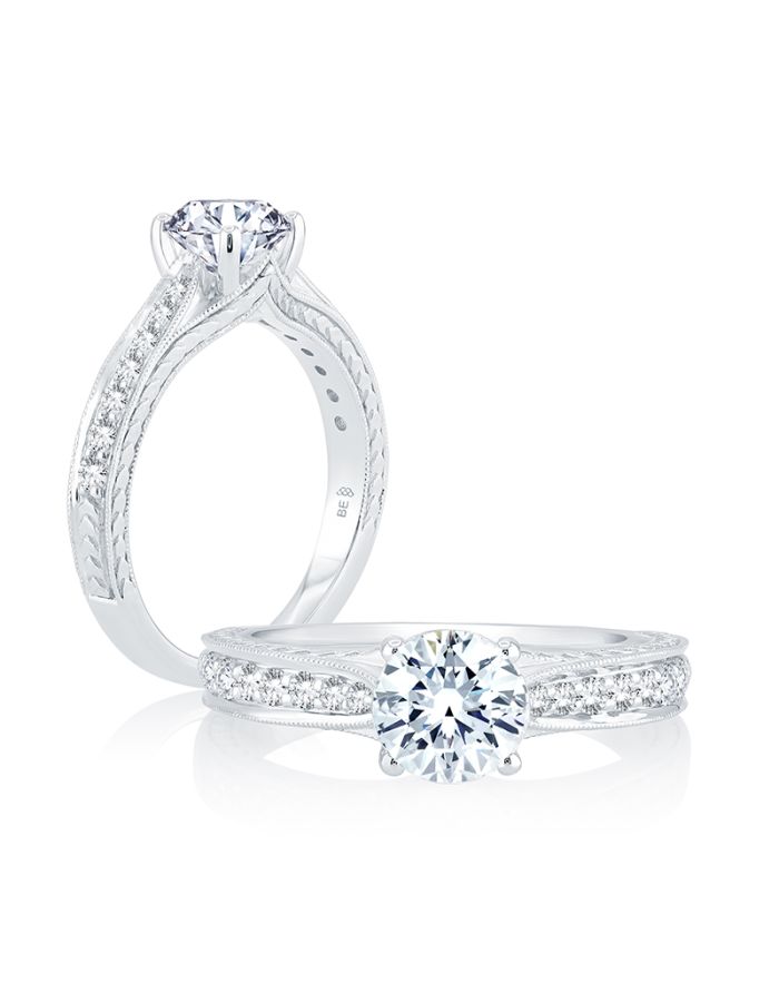 Vintage Diamond Semi Mount Engagement Ring