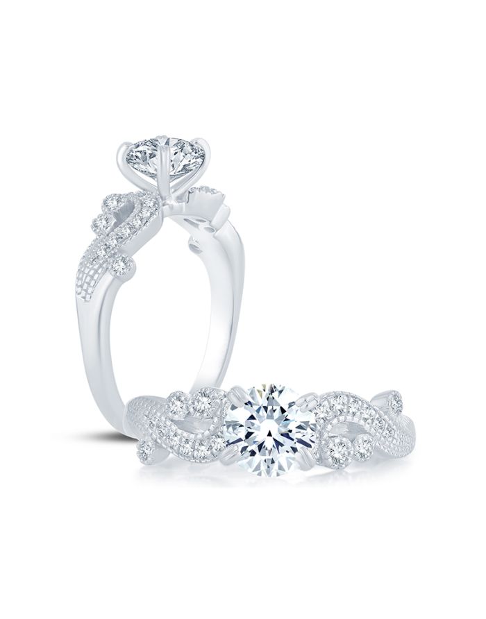 Vintage Diamond Semi Mount Engagement Ring