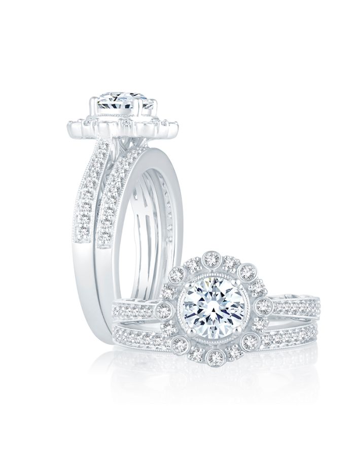 Halo Diamond Semi Mount Engagement Ring