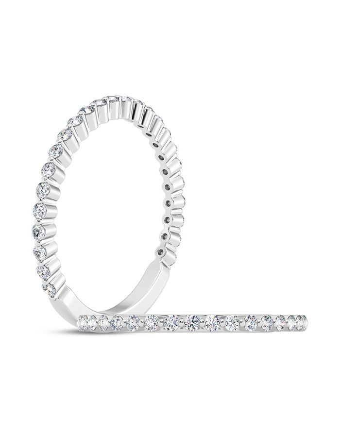 Shared Prong Floating Diamond Wedding Band