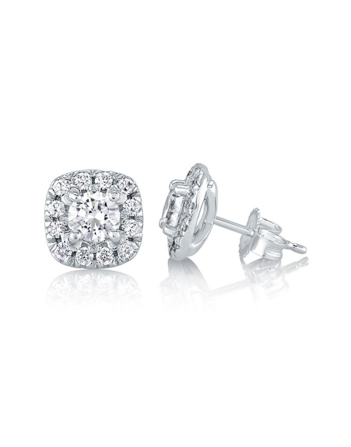 Classic Halo Cushion Diamond Stud Earrings
