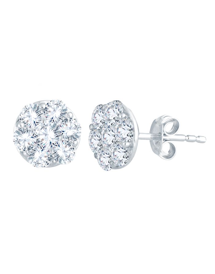 Flower Cluster Diamond Stud Earrings