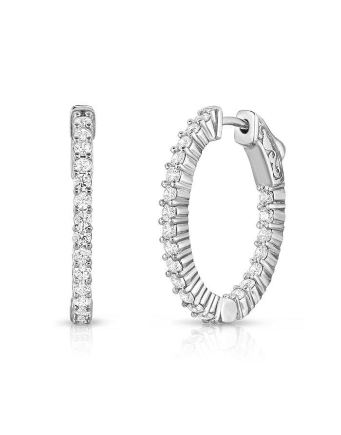 Oval Inside Outside Diamond Eternity Hoop Earrings
