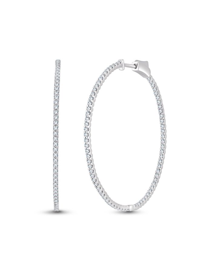 Round Inside Outside Diamond Eternity Hoop Earrings