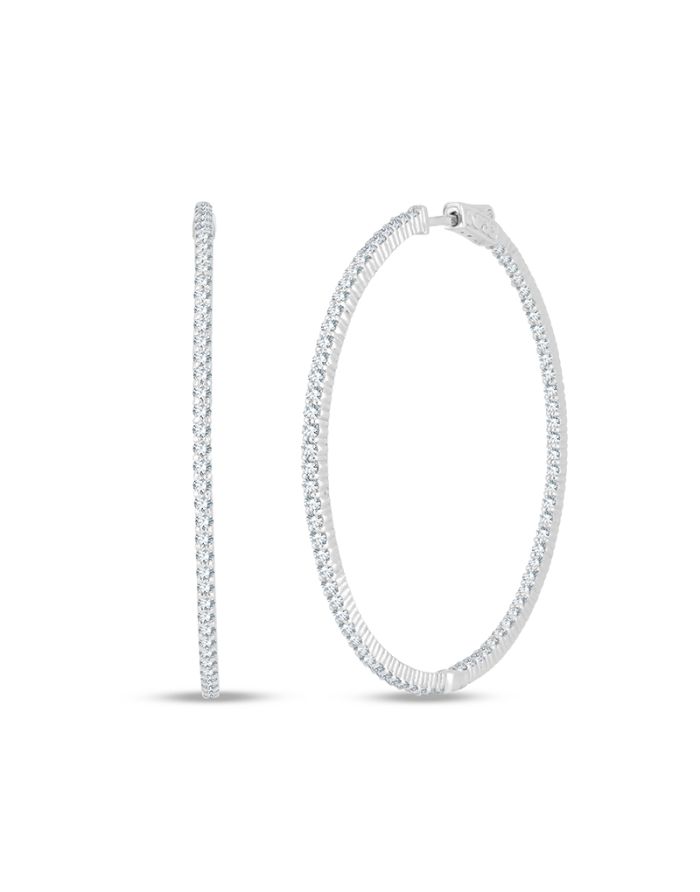 Round Inside Outside Diamond Eternity Hoop Earrings