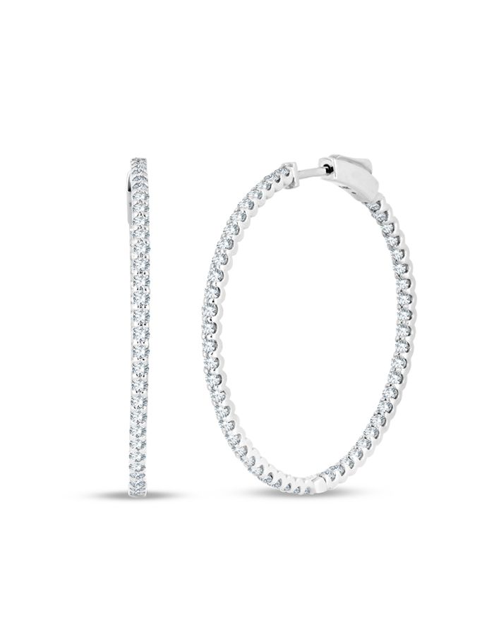 Round Inside Outside Diamond Eternity Hoop Earrings