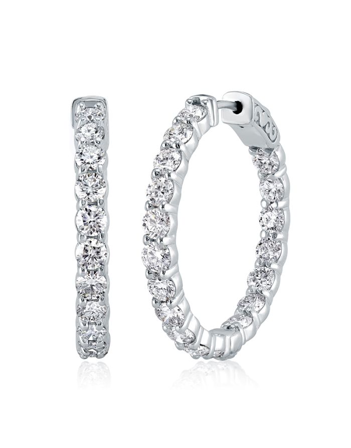 Round Inside Outside Diamond Eternity Hoop Earrings
