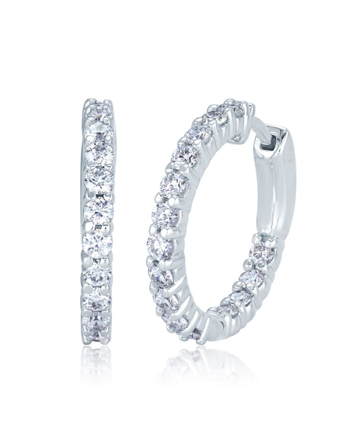 Round Inside Outside Diamond Eternity Hoop Earrings