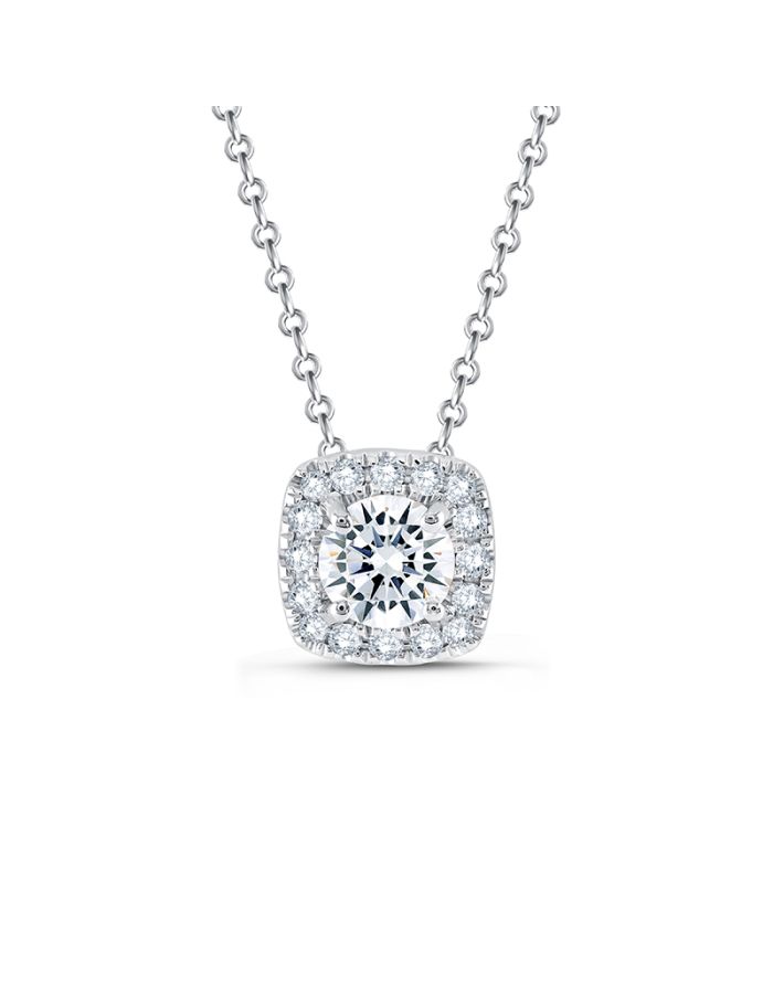 Classic Halo Cushion Diamond Pendant