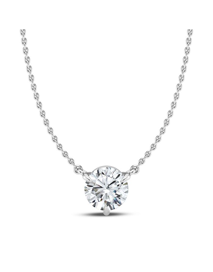 3 Prong Round Diamond Solitaire Pendant