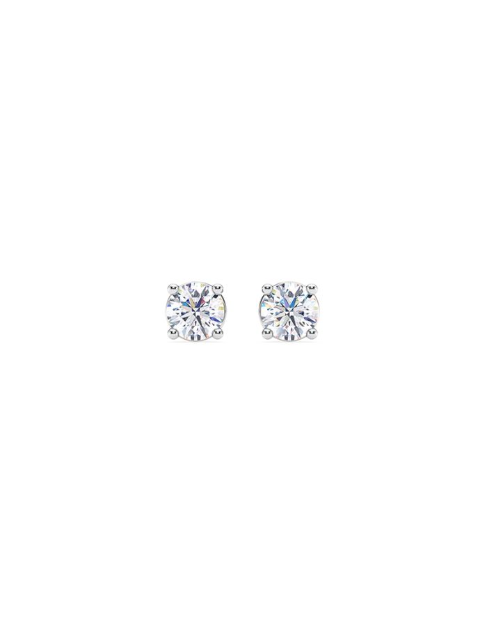 4 Prong Basket Round Diamond Screw Back Stud Earrings