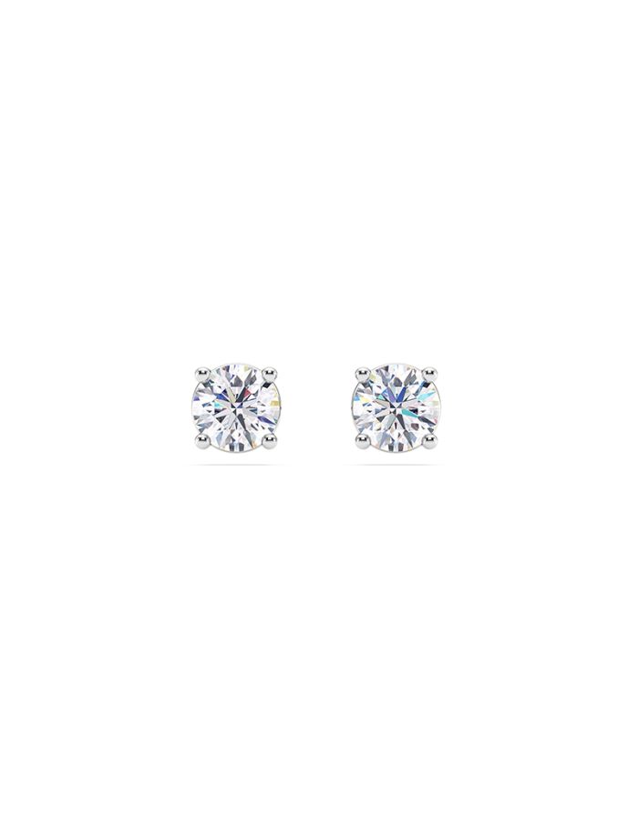 4 Prong Basket Round Diamond Push Back Stud Earrings