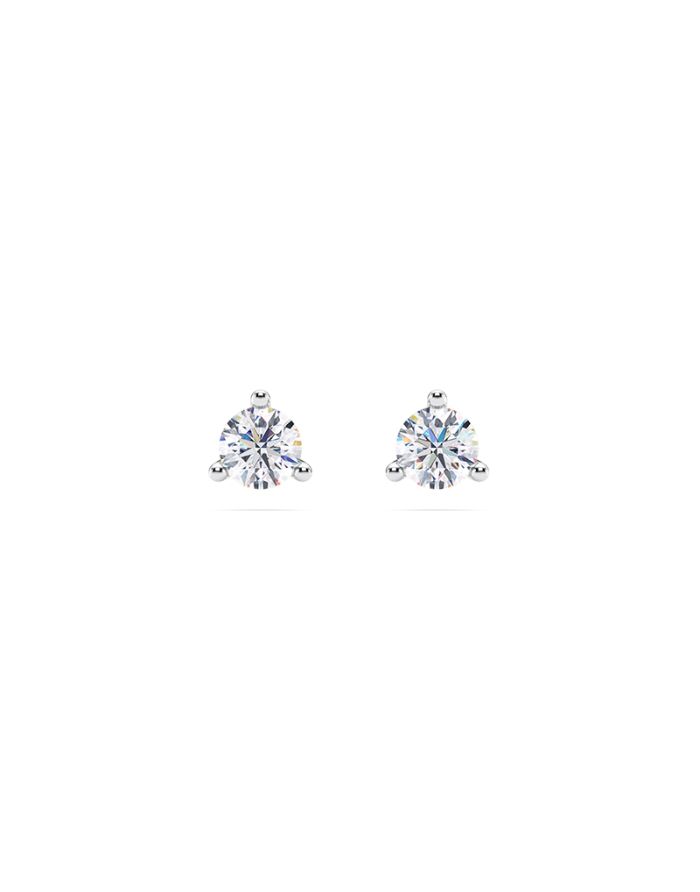 3 Prong Martini Round Diamond Push Back Stud Earrings