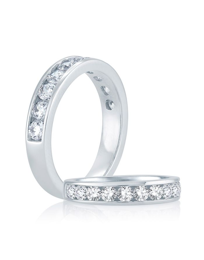 Classic Channel Set Diamond  Wedding Band