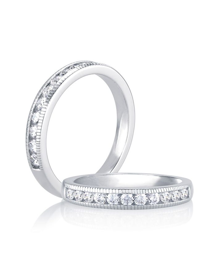 Milgrain Channel Set Diamond Wedding Band